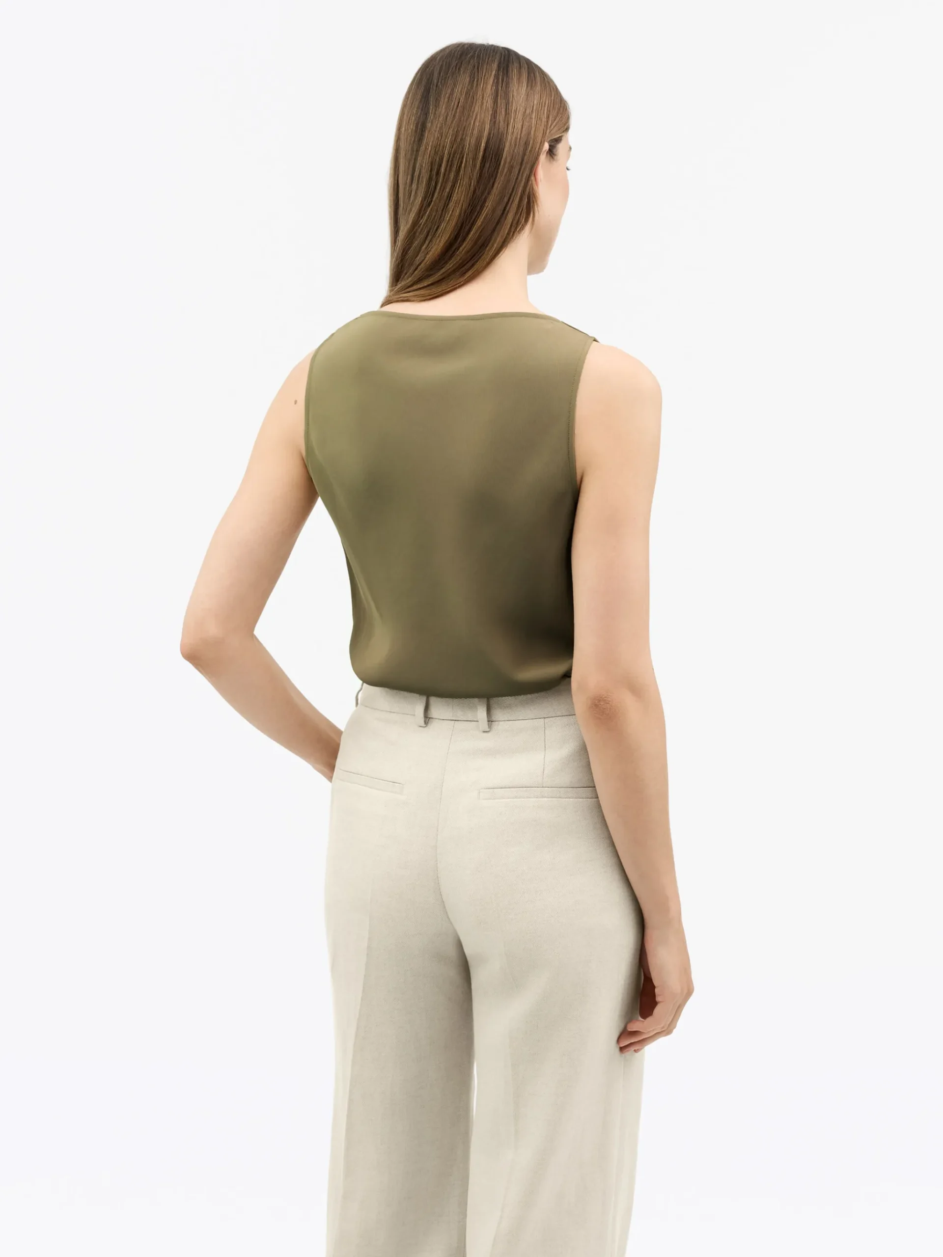 Helvie Ärmlös Satin Topp