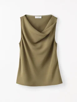 Helvie Ärmlös Satin Topp