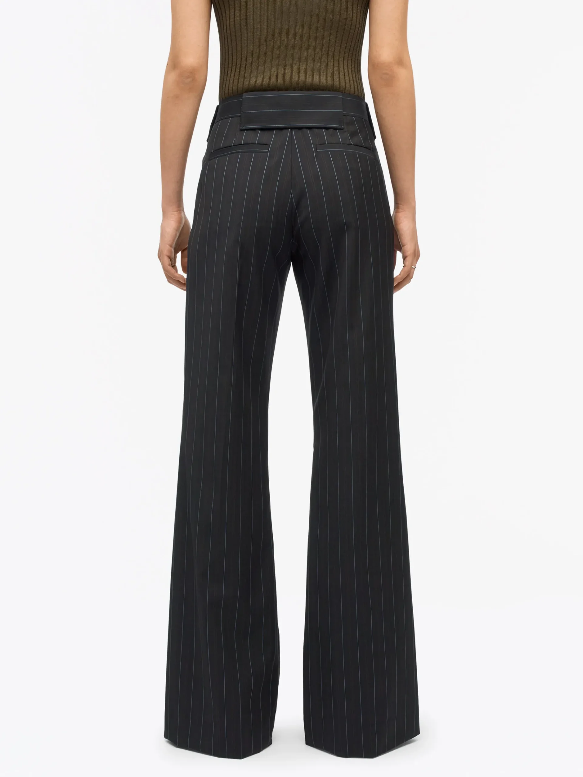 Juli Kritstrecksrandiga Bootcut-Byxor